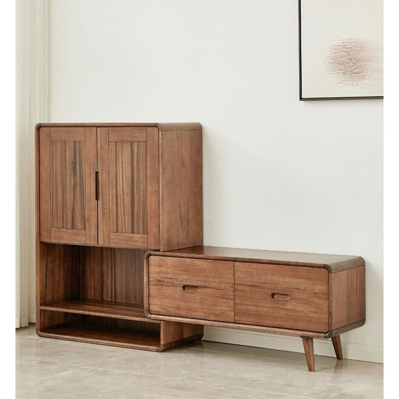 Banc et armoire modulaires en bois massif avec rangement pour chaussures