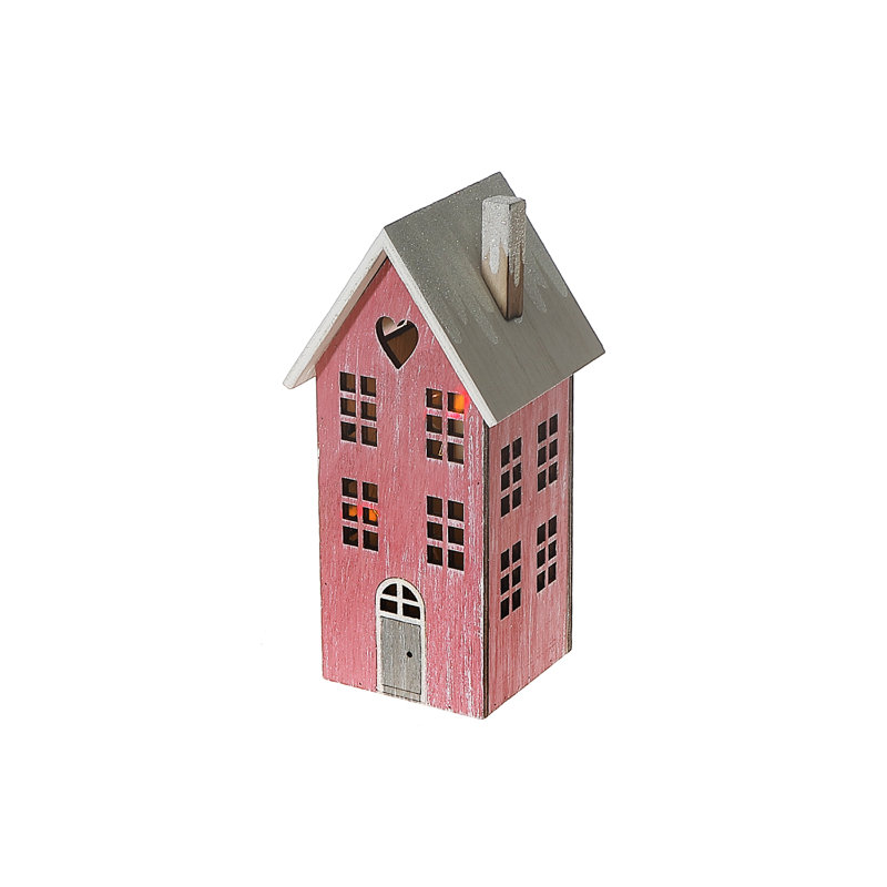 Décoration de maison à DEL en bois rouge