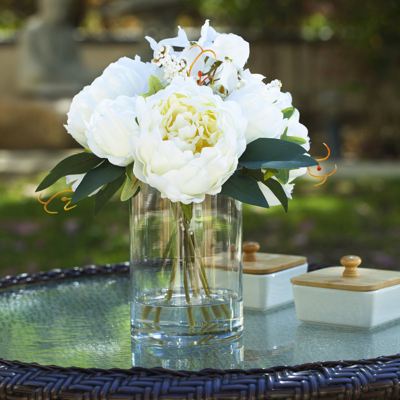 Vase en verre hydrangées, Crème