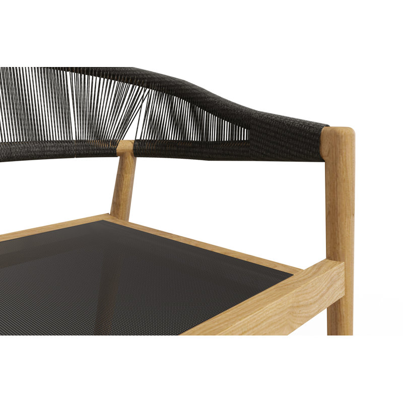 Ensemble repas d'extérieur rectangulaire en teck 7 pièces avec fauteuils empilables Valerie