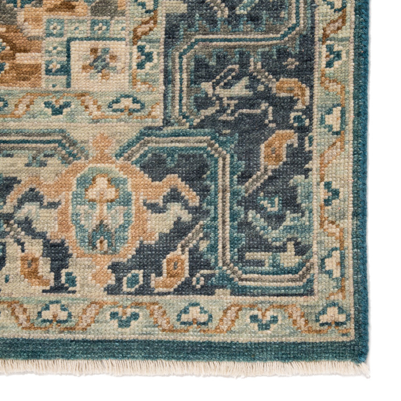 Tapis gris clair et taupe fait à la main Gurdip BI03 (6 pi x 9 pi)