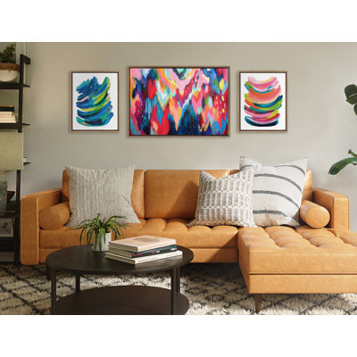 «Brushstroke 100, Bright Abstract and Bright Abstract 2» par Jessi Raulet de Ettavee, ensemble d'art mural sur toile encadrée