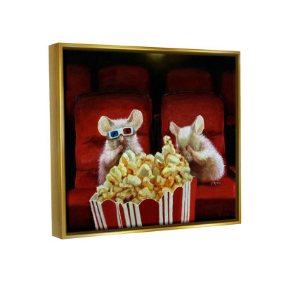 Au-943-Framed " Mice Movie Theater Popcorn " by Lucia Heffernan