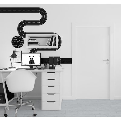 Route vent autocollant mural autoroute vinyle autocollant piste route décoration murale salle de jeux pour enfants salle de garçons Wall Art automobile chambre murale autocollant 134LU