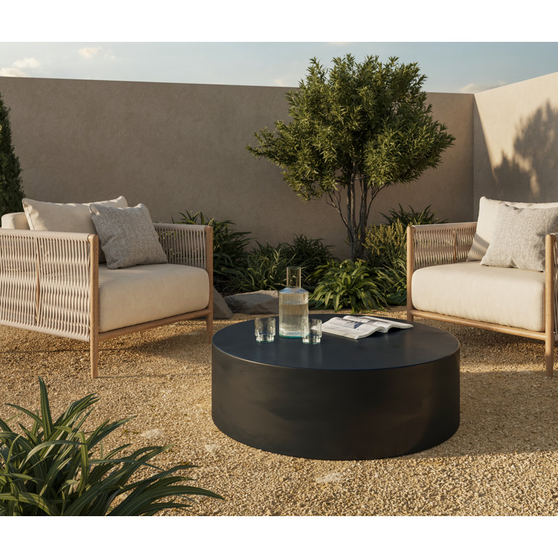 Table basse à tambour Burgener, Noir, noir, noir, noir, H 12 po x L 39 po x l 39 po
