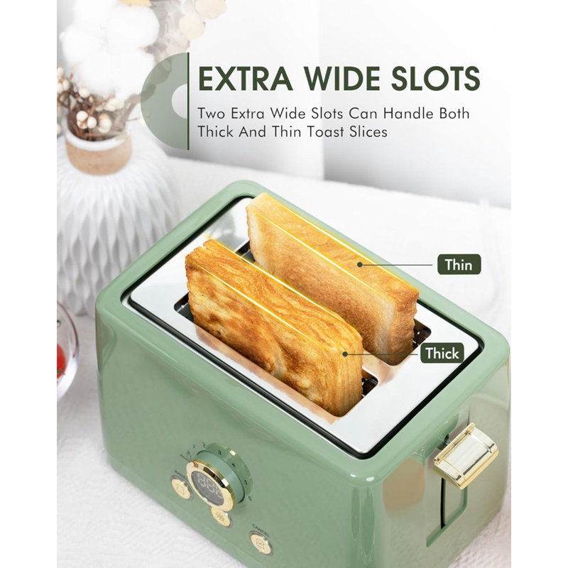 Retro Bread Toaster with LED Digital Countdown Timer
