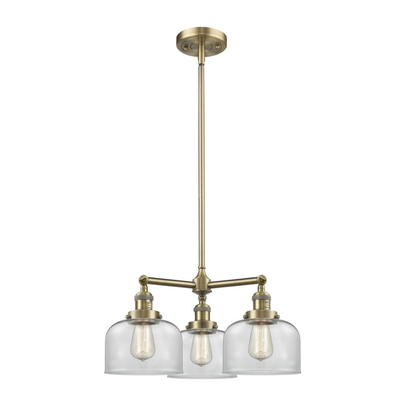 Arakel 3 - Light Dimmable Classic / Traditional Chandelier, Clear, Polished Chrome, 6 Watt Vinage LED Bulb