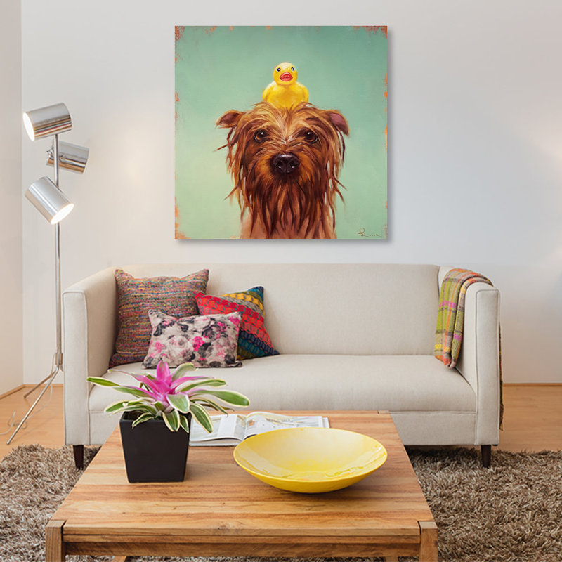 « bain time », impression sur toile, H 18 po x l 18 po x P 1,5 po, Pas de tapis, Toile tendue