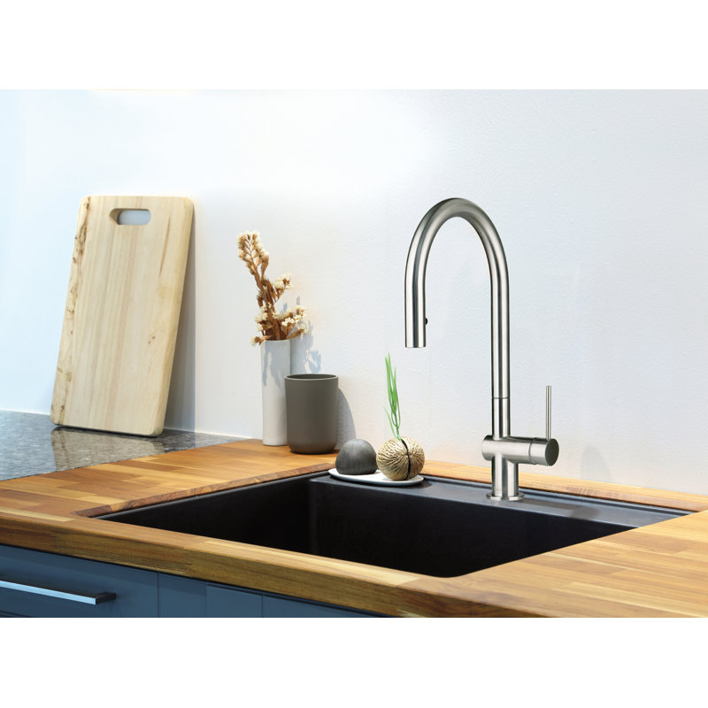 Azure™ Pull Down Single Handle Kitchen Faucet with Accessories, Stainless Steel