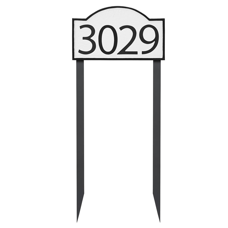 Plaque d'adresse pelouse douce 1 ligne, Blanc, Noir