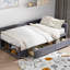 Lit plateforme simple avec velours gris et revêtement de rangement efficace-1719460730