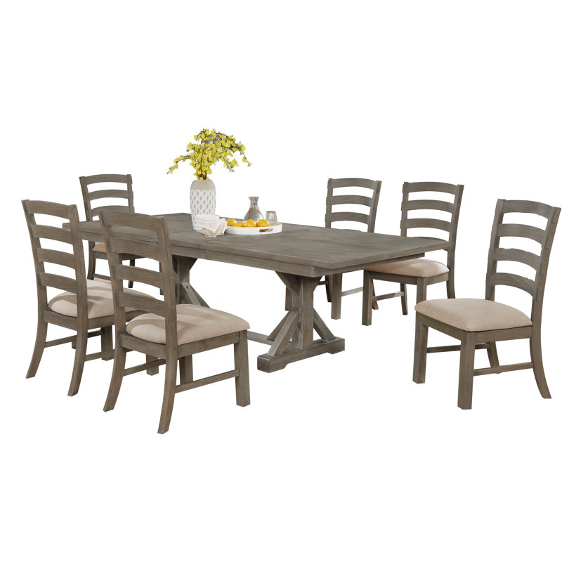 Ensemble de salle à manger Aamina, Beige, Chêne gris