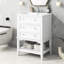 Meuble-lavabo de 24 po - bois massif, bois rafraîchissant moderne et céramique