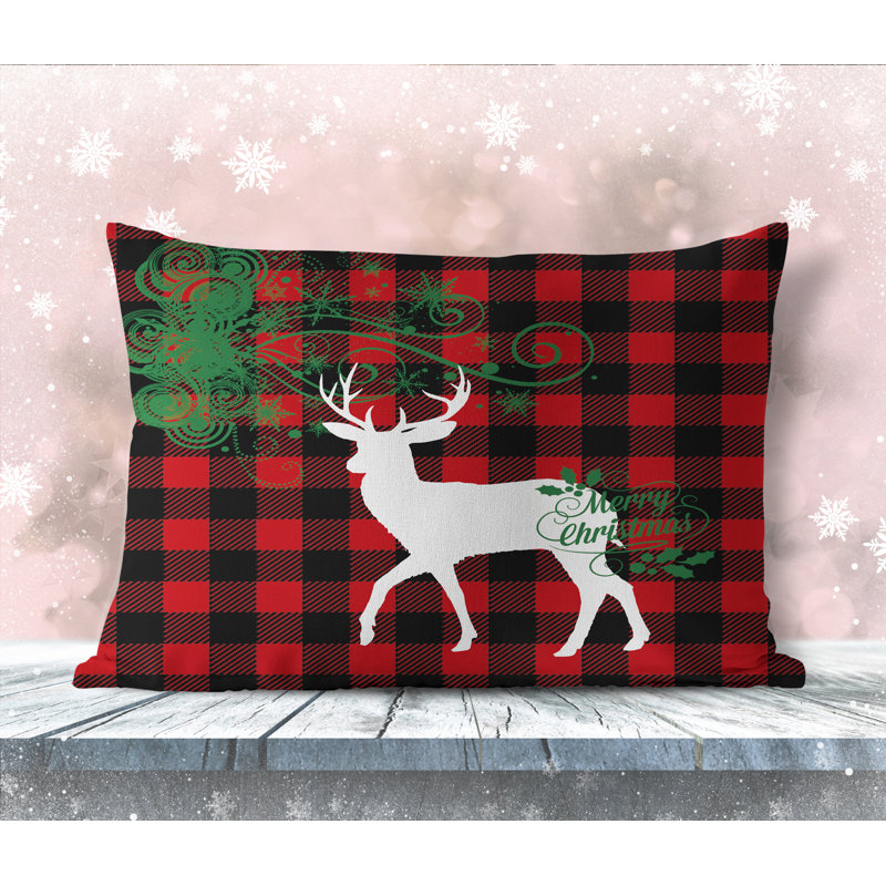 Coussin décoratif intérieur / extérieur à carreaux, 18 po x 24 po, Rectangle