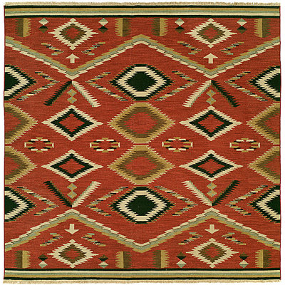Wool Southwestern Area Rug in Red