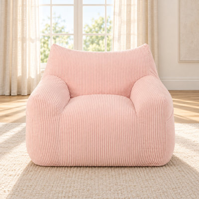 Fauteuil relax une place, pouf moelleux en velours côtelé doux avec poche latérale, design nuage douillet.