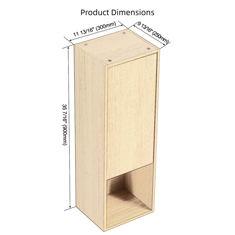 Armoire de salle de bain murale 12 "avec fermeture en douceur, porte simple et tablette ouverte