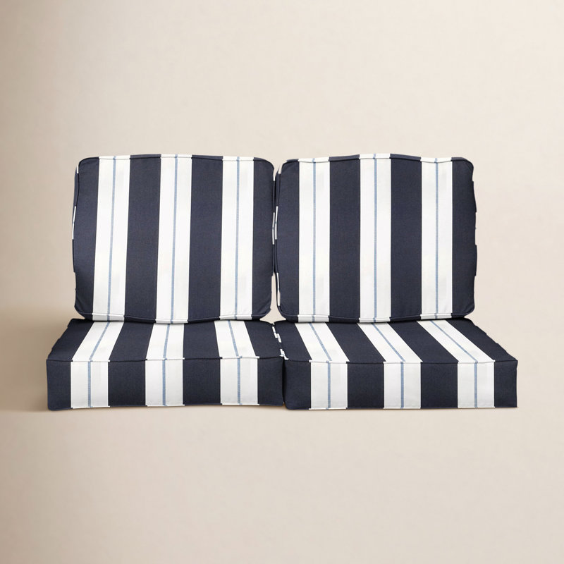 Coussin de siège / dossier Sunbrella Deana, Sunbrella® à rayures bleu marine, L 27 po x P 30 po