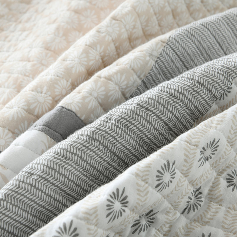 DDUOXIN 100% Cotton 98×90 inch Patchwork Quilt Sets - 1 Quilt with 2 Pillow Shams, Queen  Quilt + 2 Shams, Gray/Moonbeam