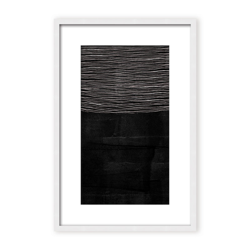 Abstract Blackened Line by  - Picture Frame Painting on Paper, 48" H x 32" W x 1.125" D, Framed Print, Gold
