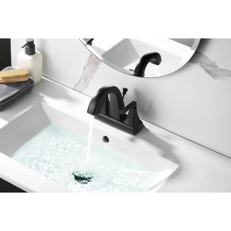 Lotto Two-Handle Centerset Bathroom Faucet with Drain Assembly - Matte Black, Matte Black
