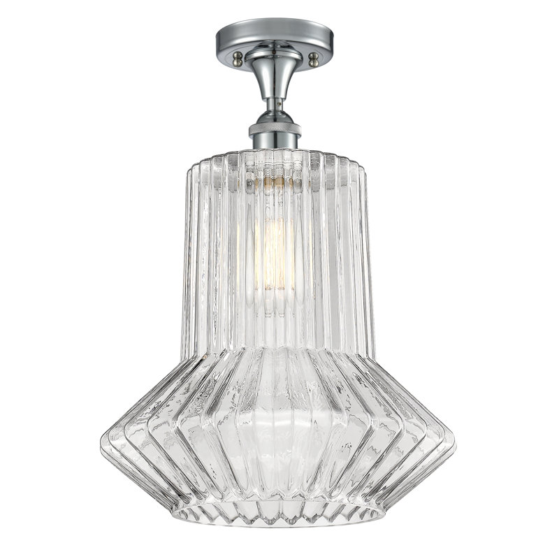 Plafonnier semi-encastré 1 lumière 12 po Perri, Ampoule non incluse, Chrome poli