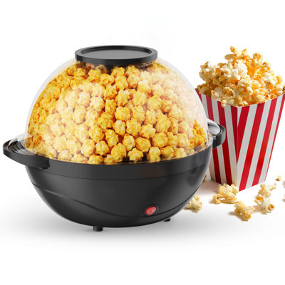 Electric Popcorn Machine, Home Use 6 Quart/24 Cup Stirring Popcorn Maker With Vented Serving Lid, Non-sticking Coating, Stainless Steel Rod, Side Hand -  Giantex, GLO660306DK