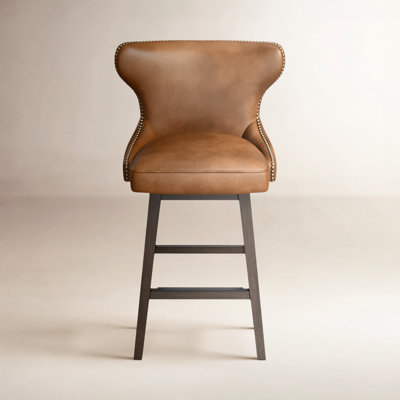 Caraline Leather Swivel Stool