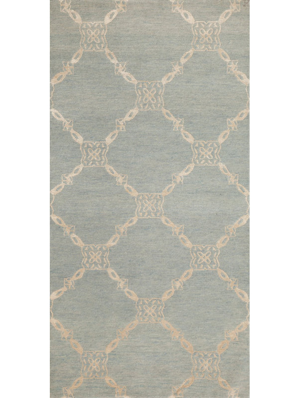 Moulin Geometric Area Rug in Blue/Ivory, Runner 3' x 8'