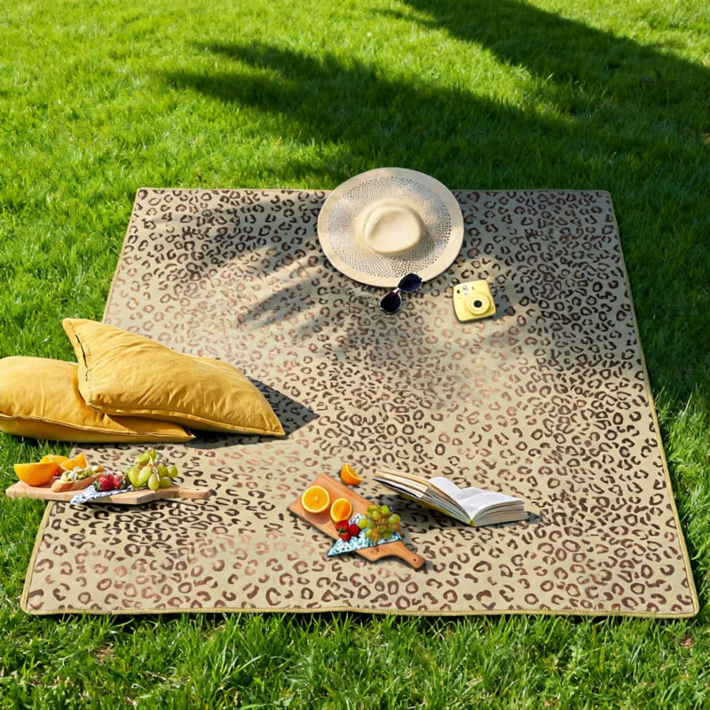 Waterproof Picnic Blanket, 3-Layer, (Leopard)