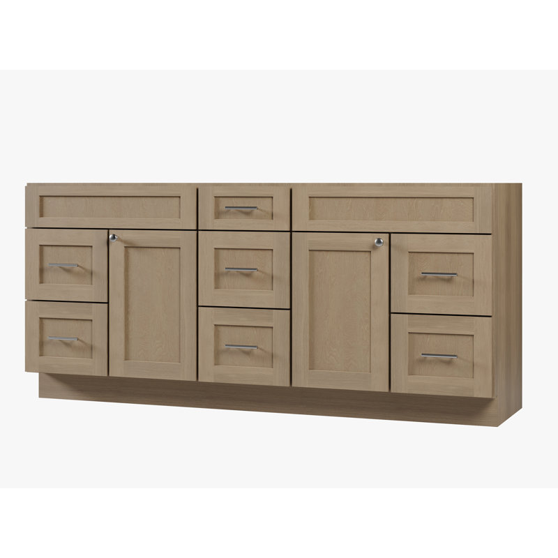 Meuble-lavabo double de seulement 75 po, Chêne naturel