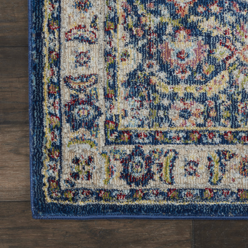 Tapis bleu marine traditionnel Raymond, Tapis de couloir 2 pi x 6 pi