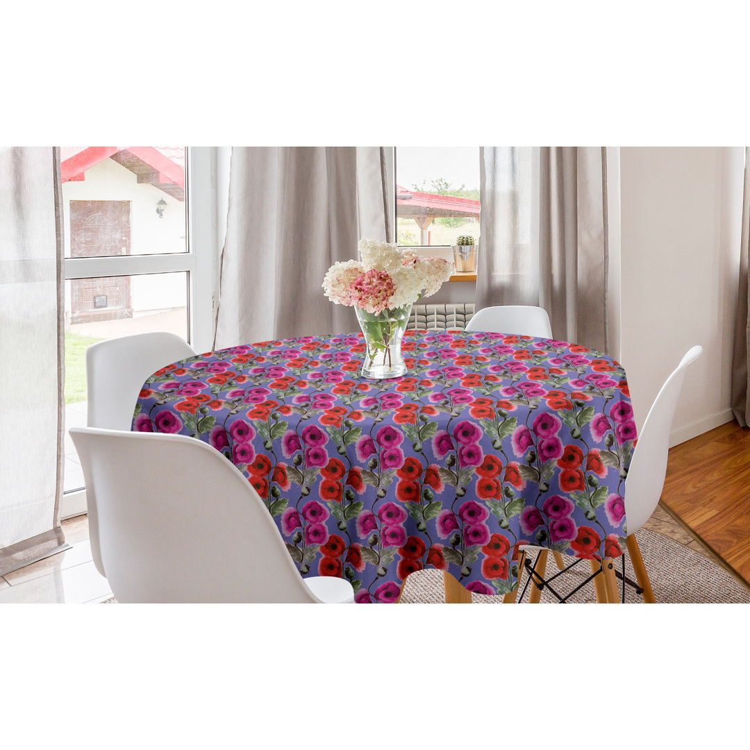 Runde Tischdecke, Romantische Poppy Petals Kunst, Blumen, Magenta Vermilion