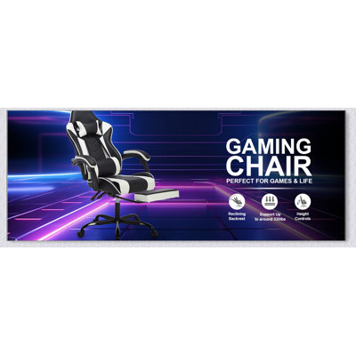 Chaise de jeu ergonomique avec repose-pieds, appui-tête, soutien lombaire et matériau respirant pour un confort maximal