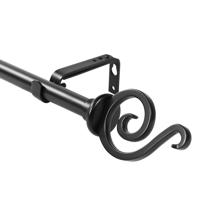 Tringle à rideaux simple en fer forgé Hallman, Noir, H 1 po x l 84 po x P 1 po
