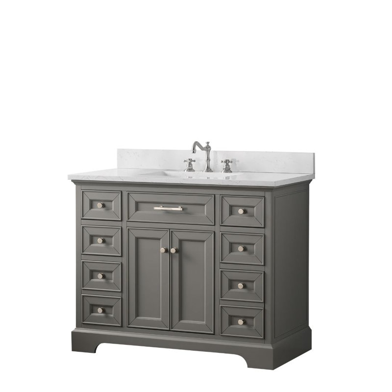 Thompson 42" W Single Bathroom Vanity, Gray/Brushed Nickel