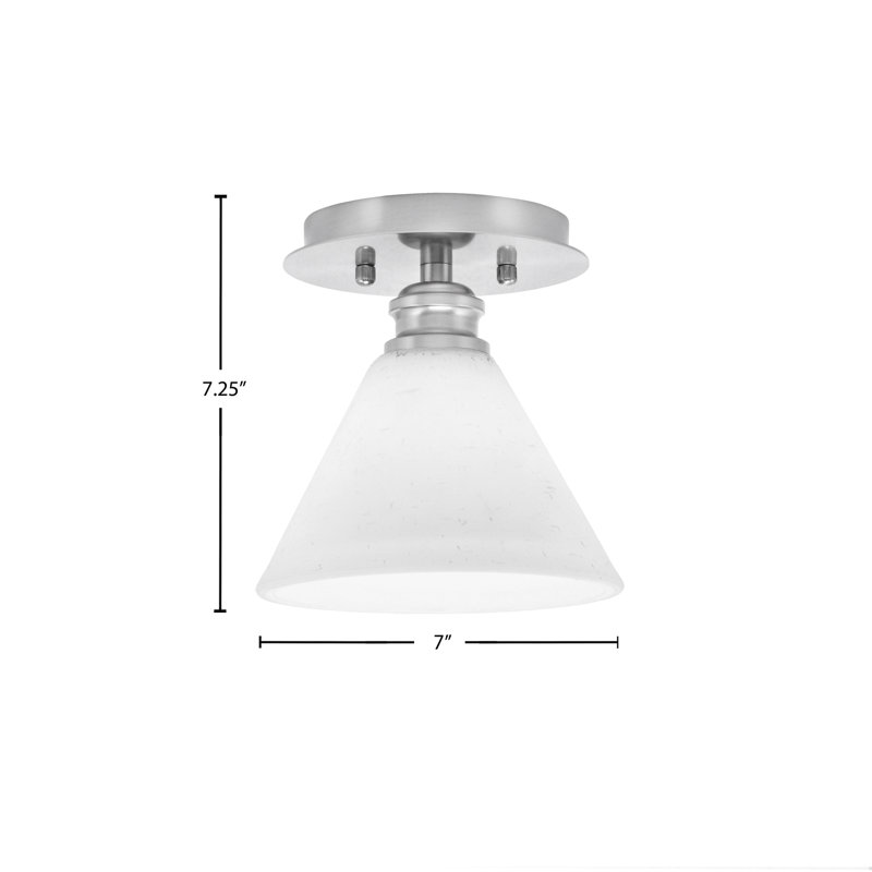 Edge 1 Light Semi-Flush With 7" White Muslin Glass, Brushed Nickel