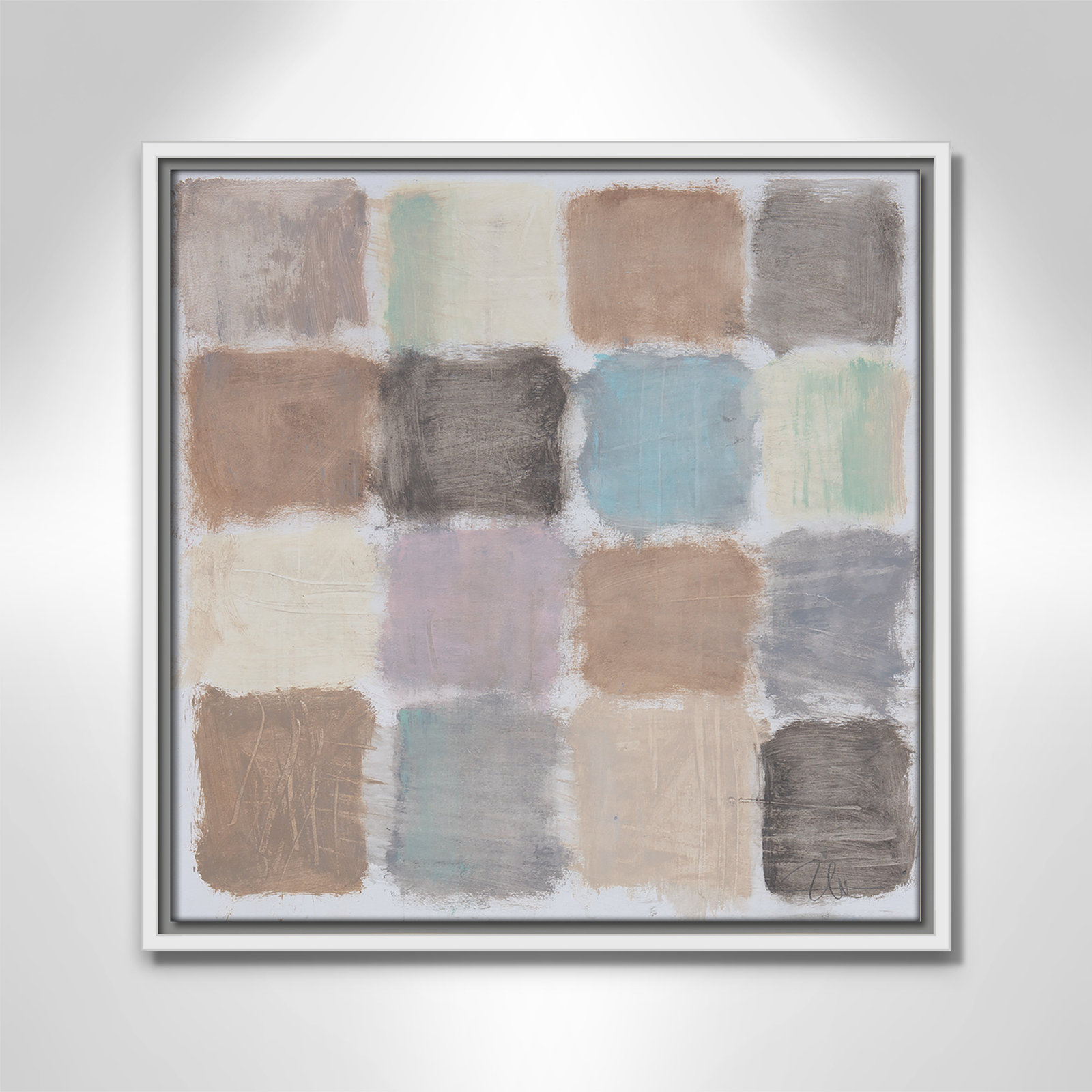 Veasey "Powder Room Reflections" Painting, 17.5" H x 17.5" W x 2" D, White