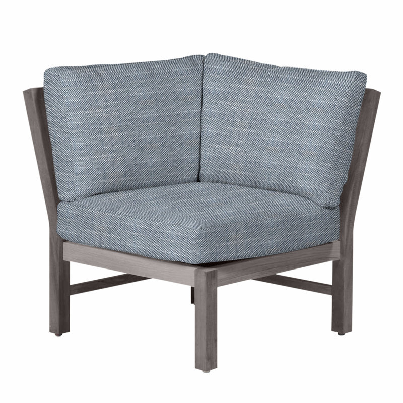 Fauteuil d'angle modulaire Club Teak - Huître, Teck huître, Pas de soudure, Chambray Rollo