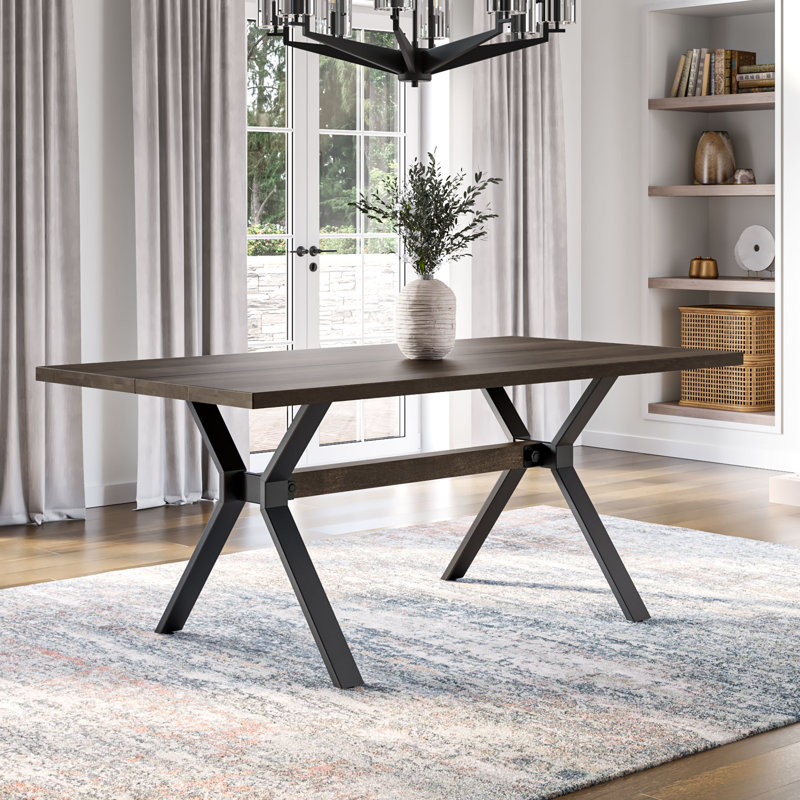 Table de salle à manger rectangulaire en bois massif L 72 po x l 38 po Yougo, Gris foncé