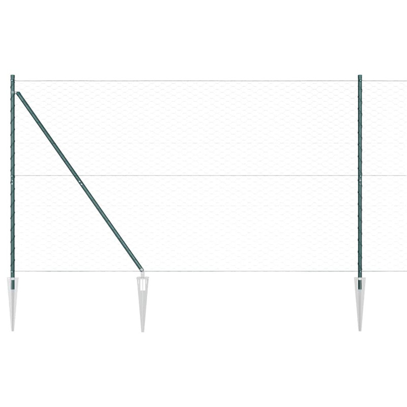 Vidaxl Fence With Posts PVC-Coated Steel, Green, 150cm H x 2500cm W x 3.2cm D