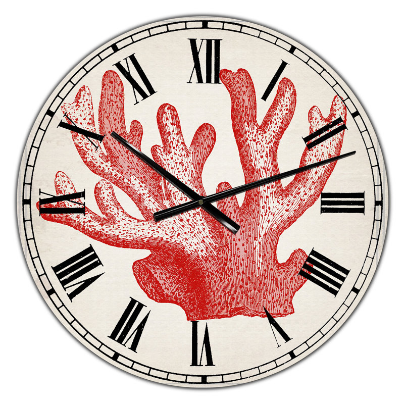 Red Coral 3 - Horloge murale nautique et côtière surdimensionnée, Petit