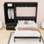 Grand lit escamotable en bois avec garde-robe de rangement et tiroirs-1657602271