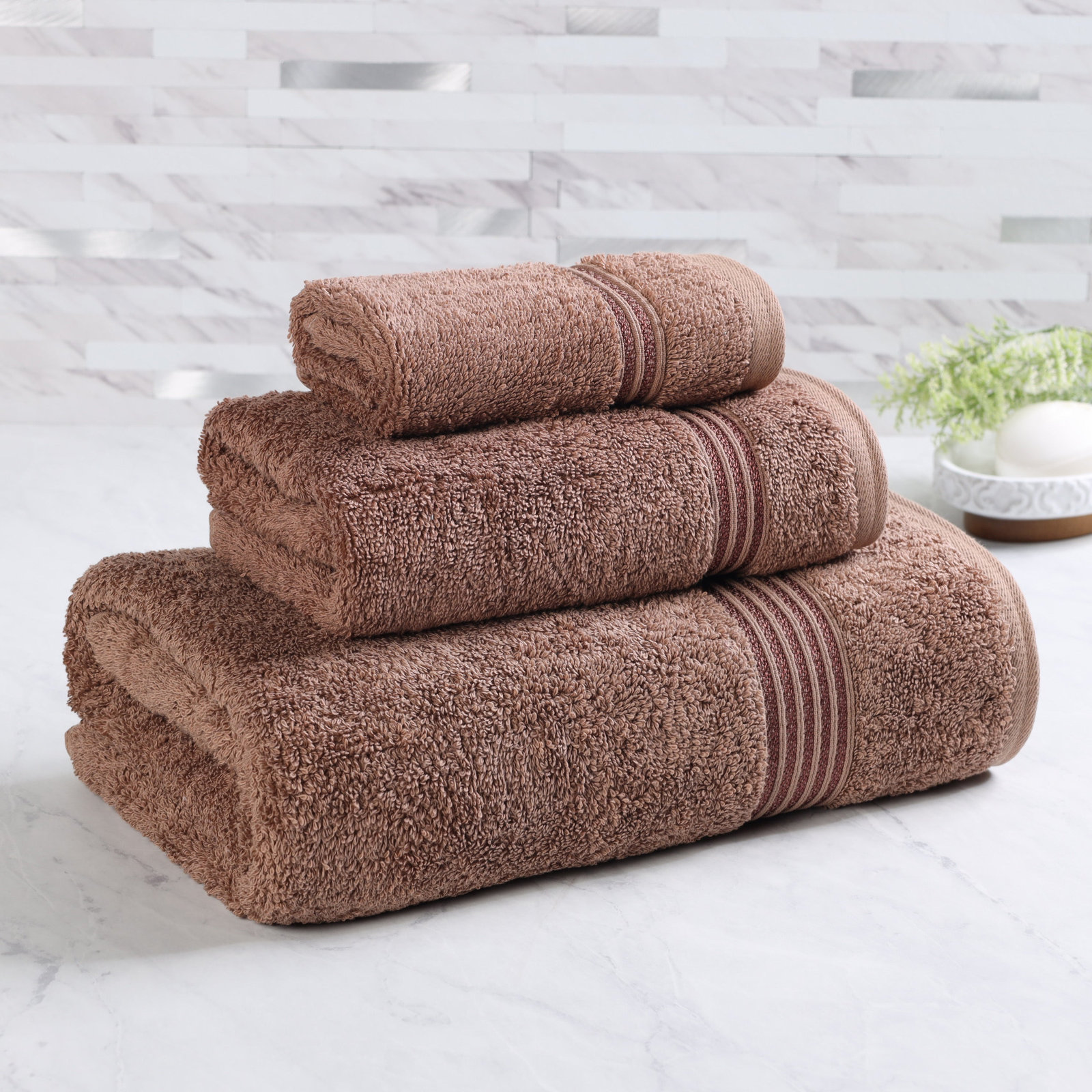 Oleg 3-Piece Egyptian Cotton Towel Set, Mocha