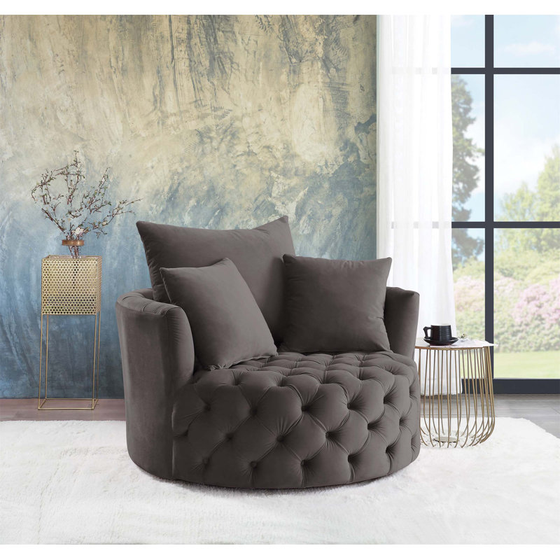 Le fauteuil d'appoint pivotant en velours ACME Zunyas allie confort, style et polyvalence pour les espaces modernes