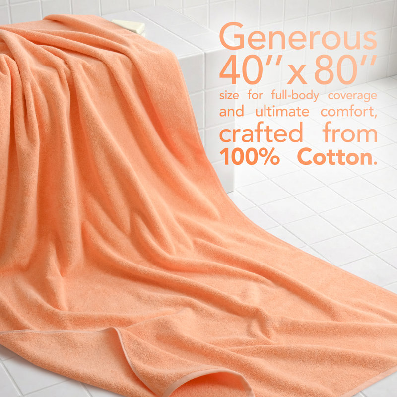 Darcelle 100% Cotton 40 x 80 Oversized Bath Towel Sheet, Malibu Peach