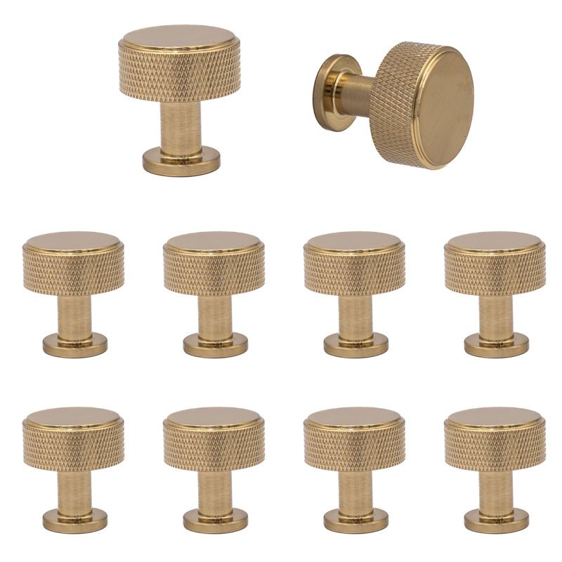 Paquet de poignées rondes en laiton satiné 1-1 / 8 po Kent, Laiton satiné, 1.125"