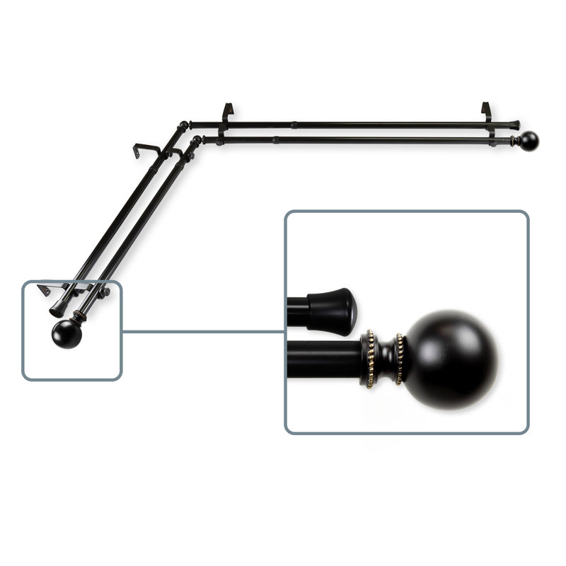 Tringle à rideaux double Hatfield, Noir, L 66 po x l 120 po