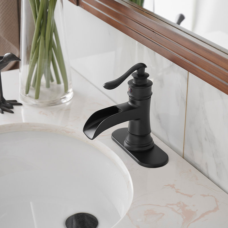 Single-handle Bathroom Faucet with Drain Assembly, Matte Black