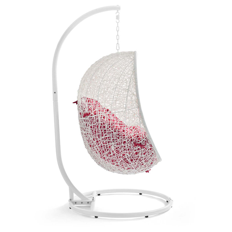Chaise suspendue d'extérieur avec support Hide de Modway, Blanc / rouge